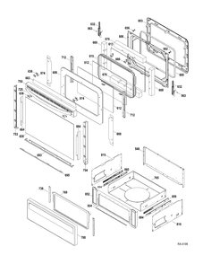 DOOR-DRAWER Diagram and Parts List for JCBP810DT1WW  General Electric Range