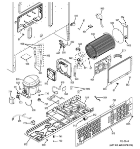 Machine Compartment Diagram and Parts List for JCB730DF3BB  General Electric Range