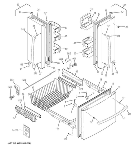 Doors Diagram and Parts List for GNS23GGHBFBB  General Electric Refrigerator