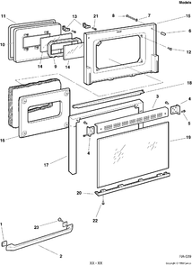 DOOR ASSEMBLY Diagram and Parts List for GRCR3960VB-1  General Electric Range