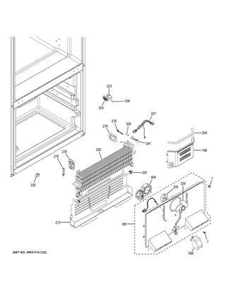Freezer Section Diagram and Parts List for GFE26JEMAFDS  General Electric Refrigerator