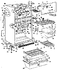 Cabinet Diagram and Parts List for TBX18BKB  General Electric Refrigerator