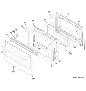 Lower Door Diagram and Parts List for PGB960SEJ1SS  General Electric Range