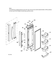 FF DOOR LEFT Diagram and Parts List for PNE21KGKBKWW  General Electric Refrigerator