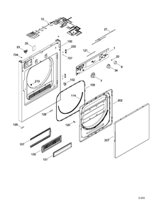 DOOR ASM Diagram and Parts List for PCKS443EB3WW  General Electric Dryer