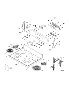 Part Location Diagram of WS01F00429 GE HARNESS COOKTOP