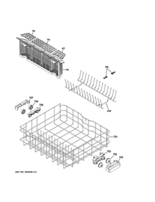 Lower Rack Assembly Diagram and Parts List for DDT575SGF8BB  General Electric Dishwasher