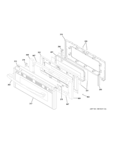Upper Door Diagram and Parts List for JGB860DEJ5BB  General Electric Range