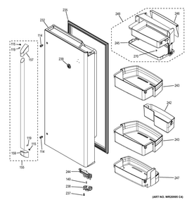 Fresh Food Door - Rh Diagram and Parts List for CWE23SSHESS  General Electric Refrigerator
