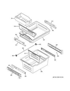 Freezer Shelves Diagram and Parts List for QNE27JBMNFTS  General Electric Refrigerator