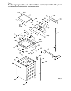 BACKSPLASH CABINET & COVER Diagram and Parts List for GTW330BMK0WW  General Electric Washer