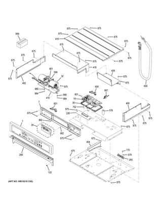 Control Panel Diagram and Parts List for PT7050FM2DS  General Electric Wall Oven