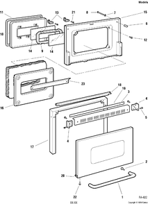DOOR ASSEMBLY Diagram and Parts List for 12786-1  General Electric Range