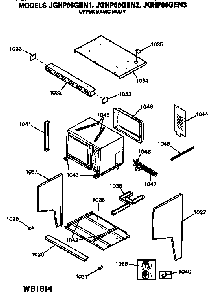 Upper Basic Body Diagram and Parts List for JGHP66GEN1  General Electric Range