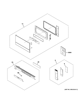 Door Parts Diagram and Parts List for CVM721M2N1S5  General Electric Microwave