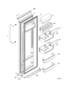 FF DOOR Diagram and Parts List for GSR25VSTASS  General Electric Refrigerator