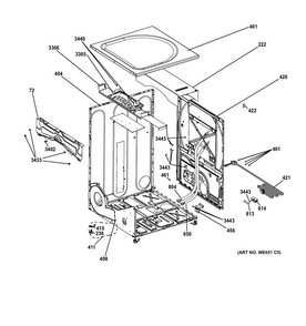 Cabinet & Top Panel Diagram and Parts List for GFDN110GD2WW  General Electric Dryer