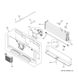 Freezer Section Diagram and Parts List for CWE23SSHHSS  General Electric Refrigerator