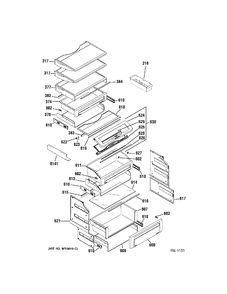 REFRIGERATOR SHELVES Diagram and Parts List for ZIS420NRK  General Electric Refrigerator