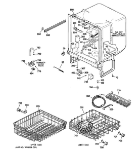 Body Parts Diagram and Parts List for GSD2700N10BB  General Electric Dishwasher