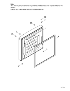 FREEZER DOOR Diagram and Parts List for GBE21AGKBKWW  General Electric Refrigerator