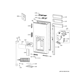Dispenser Door Diagram and Parts List for CVE28DP4NHW2  General Electric Refrigerator