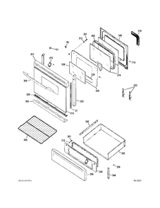 DOOR & DRAWER Diagram and Parts List for PCGB910DET1BB  General Electric Range