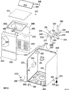 CABINET & TOP GROUP Diagram and Parts List for LA2600K*119  General Electric Washer