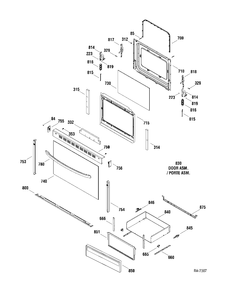 DOOR & DRAWER Diagram and Parts List for JCBS64DM1WW  General Electric Range