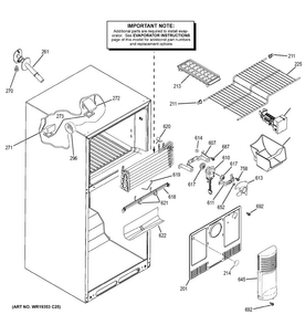 Freezer Section Diagram and Parts List for GTH18ISDLRSS  General Electric Refrigerator
