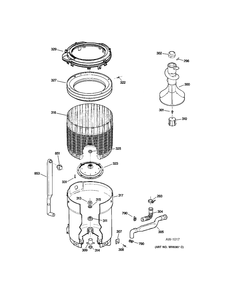 TUB, BASKET & AGITATOR Diagram and Parts List for WCCD2050J2WC  General Electric Washer