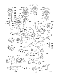 GAS BURNER PARTS Diagram and Parts List for CFSGGD36K1BS  General Electric Range