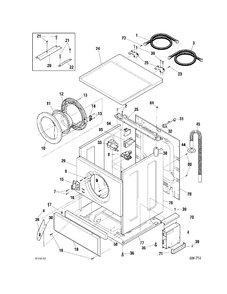 CABINET Diagram and Parts List for WCXH214H1WW  General Electric Washer