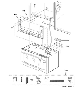 Installation Parts Diagram and Parts List for PSA9240SF2SS  General Electric Microwave