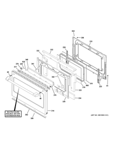 Lower Door Diagram and Parts List for CES750P2M4S1  General Electric Range