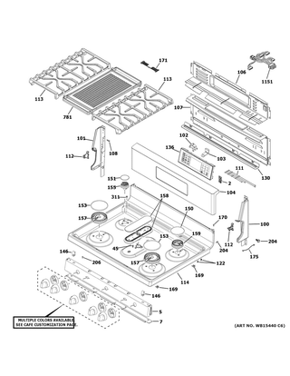 Part Location Diagram of WB34X31704 GE BLACK COVER BACK UPPER