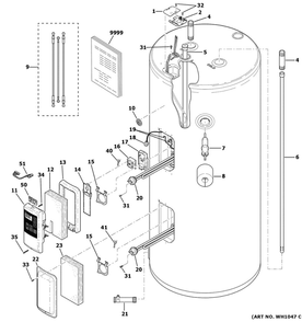 Part Location Diagram of WH22X36577 GE WIFI & BLUETOOTH BOARD