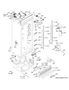 Case Parts Diagram and Parts List for ZIR241NPNCII  General Electric Refrigerator