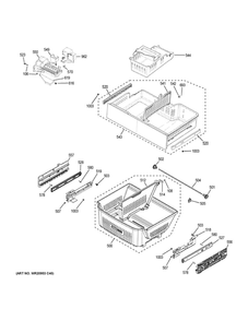 Freezer Shelves Diagram and Parts List for ZWE23PSNCSS  General Electric Refrigerator