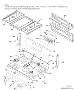 CONTROL PANEL & COOKTOP Diagram and Parts List for JCGB700SEJ2SS  General Electric Range