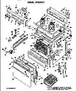Main Body/cooktop/controls Diagram and Parts List for JBP23N1  General Electric Range
