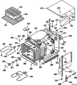 OVEN BODY Diagram and Parts List for RCK524GR-2  General Electric Range