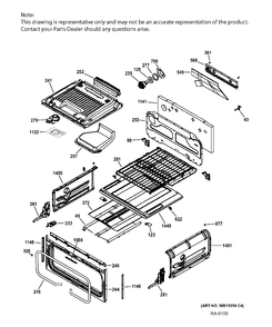 UPPER OVEN Diagram and Parts List for PCGS950SEF4SS  General Electric Range