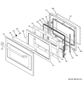 Lower Door Diagram and Parts List for CK7500SH1SS  General Electric Wall Oven