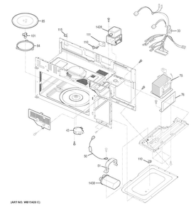 Interior Parts Diagram and Parts List for JNM3163DJ1BB  General Electric Microwave