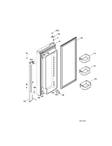 FF DOOR LEFT Diagram and Parts List for GFRF2KBYHWW  General Electric Refrigerator