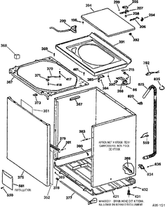 LOWER CABINET / TOP Diagram and Parts List for GNSR3100TAWW  General Electric Washer