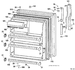 REFRIGERATOR DOOR Diagram and Parts List for 31861-1  General Electric Refrigerator