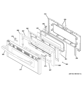 Upper Door Diagram and Parts List for JGB860EEJ2ES  General Electric Range