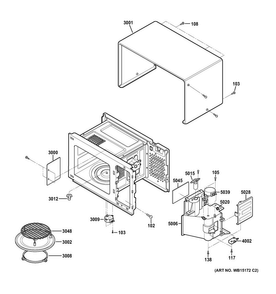 Oven Cavity Parts Diagram and Parts List for CEB1590SS3SS  General Electric Microwave